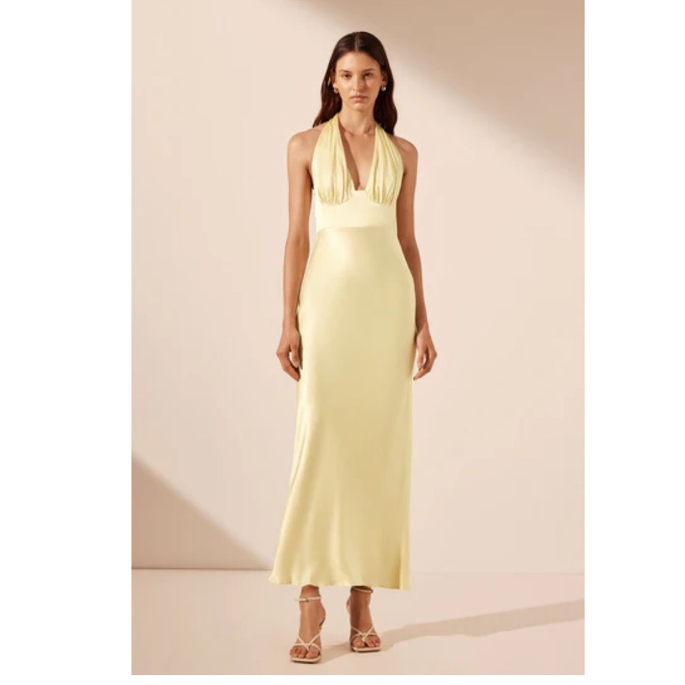 Shona Joy La Lune Halter Dress Lemon Size 8